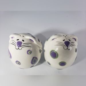 Ganz purple polka-dot cat salt and pepper shakers